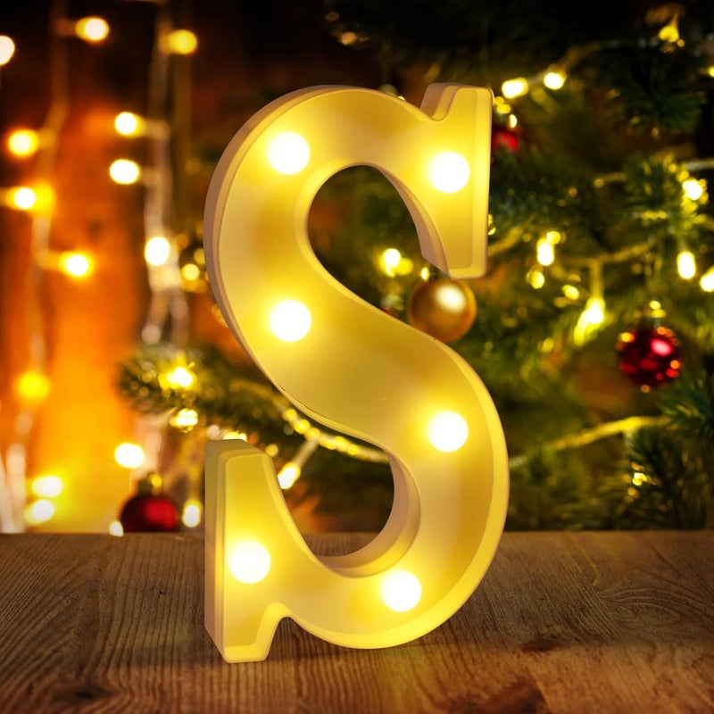 Funsky Light Up Letters S,LED Sign Marquee Letters 26 Alphabet for Party Birthday Name,Wedding,Christmas Decorations,Personalized Name Sign Letter for Centerpieces Table and Wall Decor - Image 1